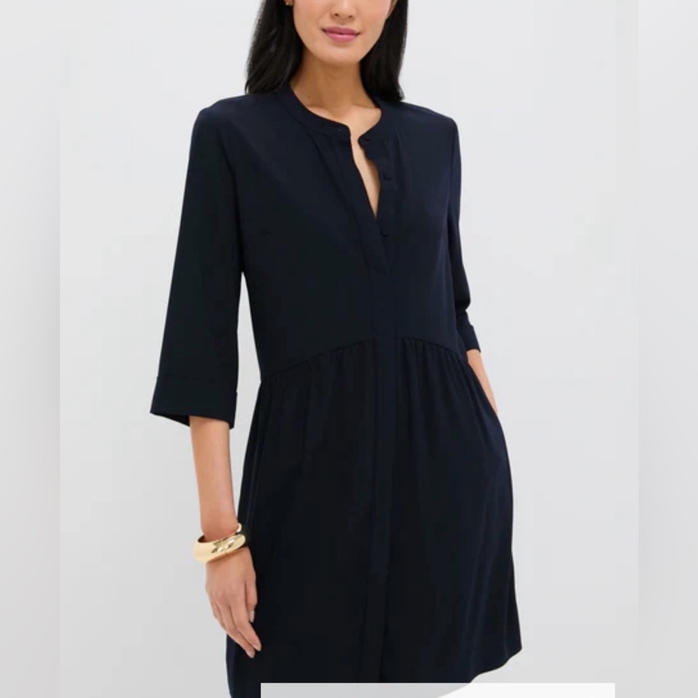 TUCKERNUCK
Black Crepe Royal Shirt Dress size M